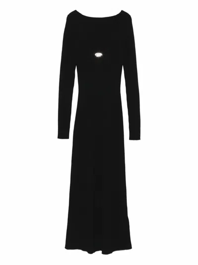 Diesel Logo-adorned Long-sleeve Midi Dress In Black