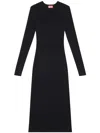 Diesel Cut Out-detail Ribbed Midi Dress In Black