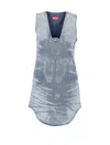 Diesel Sleeveless V-neck Distressed Denim Dress In Blue