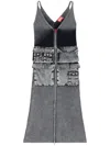 Diesel Knit Tank Top With Denim Cargo Pockets In Grey