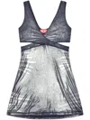 Diesel Womens 81e D-farfy Metallic-jersey Mini Dress In Grey