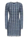Diesel Women Light Blue Houndstooth Denim M-halma Minidress In Multi