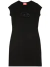 Diesel Abito Corto Con Dettaglio Oval D Cut Out In Cotone Stretch Nero Donna In Multicolor