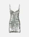 Diesel D-iamante Gathered Mini Dress In Silver