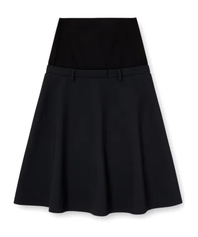 Diesel Drop-waist Skirt In Neoprene-bonded Fabric In Black