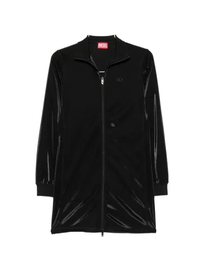 Diesel D-rosy Zip-up Mini Dress In Black
