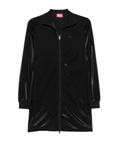 Diesel D-rosy Zip-up Mini Dress In Black