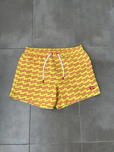 Pre-owned Diesel Ds! Ss23  Bmbx-nico Boxer Monogram Yellow Shorts In Multi