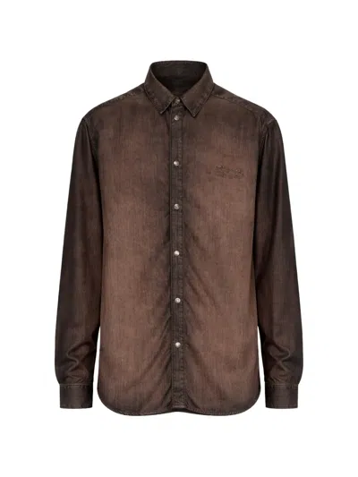 Diesel D-simply-s16 Ombre-effect Denim Shirt In Brown