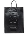Diesel 3d Shopper Logo-embossed Tote Bag In Black