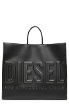 Diesel ® Dsl 3d Logo Faux Leather Tote In Black