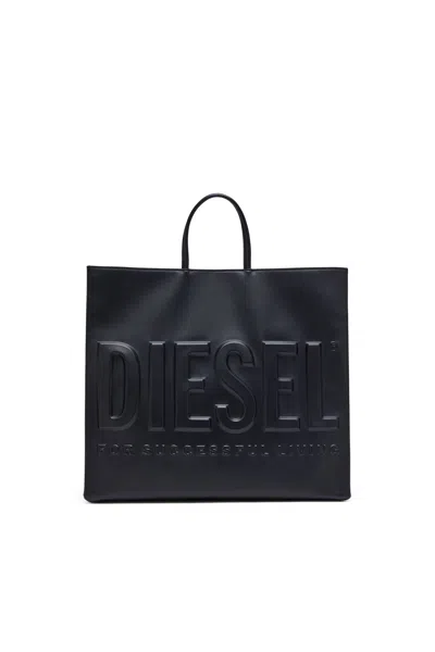 Diesel Dsl 3d Faux-leather Tote Bag In Black