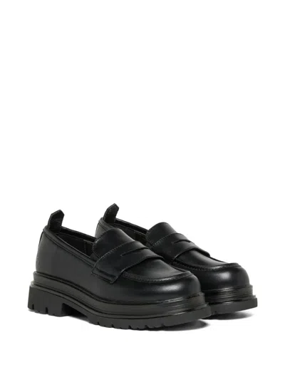Diesel Kids' D-slaweu-abr Loafers In Black