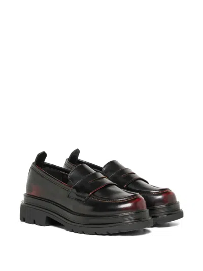 Diesel Kids' D-slaweu-abr Loafers In Burgundy