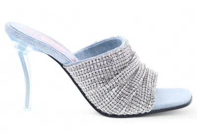 Pre-owned Diesel Dsydney Sdl S Sandal Rhinestone Light Denim (women's) Sneakers In Silver/light Blue In Multi