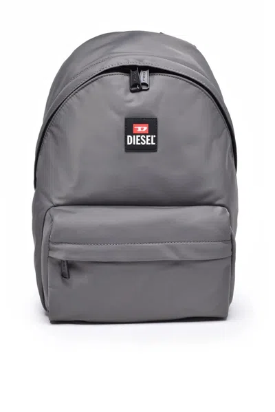 Diesel Durable Grey Nylon Backpack With Zip Closure And Padded Straps In Gray