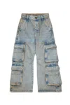 Diesel D-sire-cargo-d L.30 Light Blue Sandblasted Denim Cargo Pant - D Sire Cargo D In Blue
