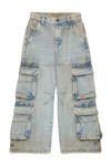 Diesel D-sire-cargo-d L.30 Light Blue Sandblasted Denim Cargo Pant - D Sire Cargo D In Blue