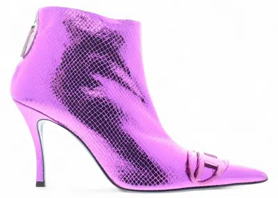 Pre-owned Diesel Dvenus Ankle Boots Patent Snake Effect (women's) Sneakers In Very Berry In Purple