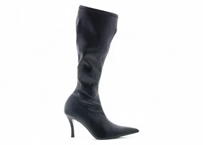 Pre-owned Diesel Dvenus Kbt Knee High Boot Coated Stretch Fabric With Leather Overlay (women's) Sneakers In Black