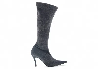 Pre-owned Diesel Dvenus Kbt Knee High Boot Stretch Denim (women's) Sneakers In Black
