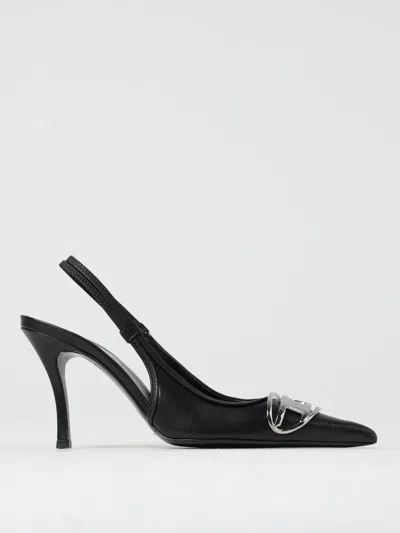 Diesel D-venus Sb Leather Slingback Pumps In Black