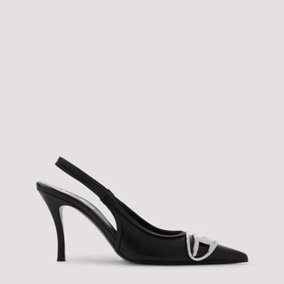 Diesel D-venus Sb Woman: Slingback Pumps In Nappa Leather, D Logo In Black