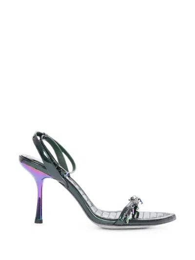 Diesel D-vina Iridescent-heel Sandals In Green