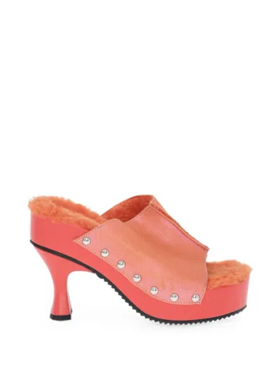 Diesel D-woodstock Stud-embellished Sandals In Orange