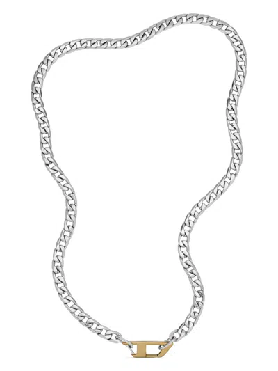 Diesel Dx1343 Logo-plaque Necklace In Silver
