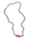 Diesel Dx1446 Logo-plaque Necklace In Silver