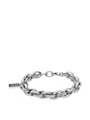 Diesel Black Agate Chain Bracelet In Silver