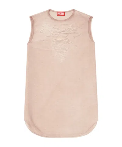Diesel D-yasy Distressed-detail Mini Dress In Neutral