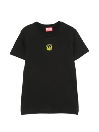 Diesel Kids' Eagle-print T-shirt In Black