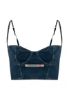 Diesel Effect Cotton Mini Top With Adjustable Straps In Blue