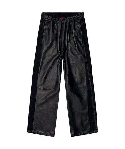 Diesel Elastic Waist Casual Pants In Black