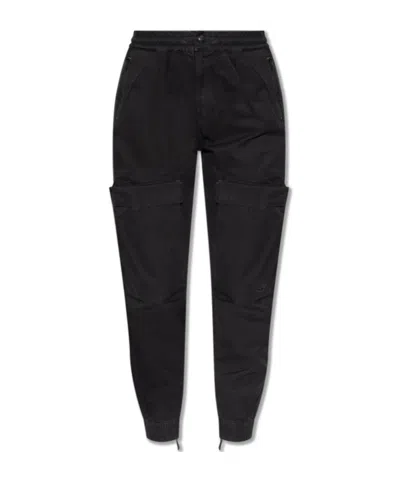 Diesel Elastic Waist Casual Pants In Black