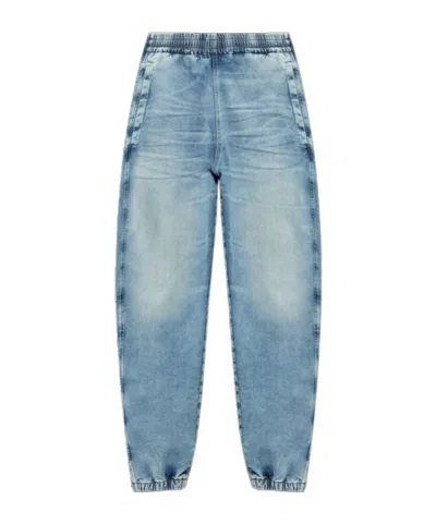 Diesel Elastic Waist Denim Trousers In Blue