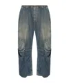 Diesel D-para-short-fsf Cropped Jeans In Gray