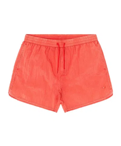 Diesel Elastic Waist Swim Shorts In Orange