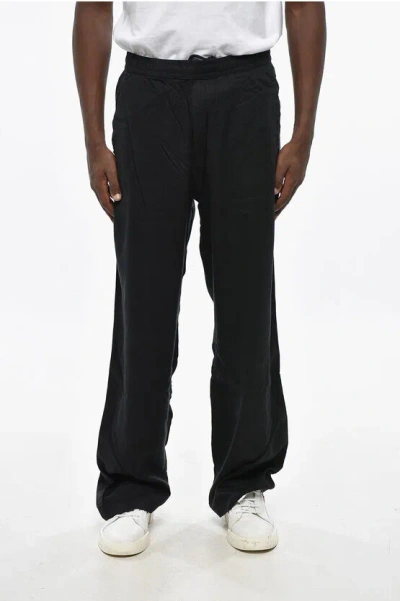 Diesel Elastic Waistbanded Gold-sport Pants In Black