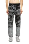 Diesel Wide Leg Velvet Trousers With Side Pockets In Black