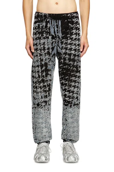 DIESEL ELASTICATED PANTS IN DEVORÉ HOUNDSTOOTH