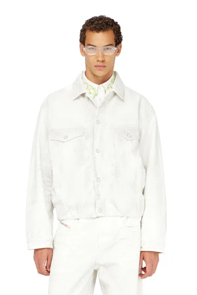 Diesel Elasticated Trucker Jacket In Denim In White