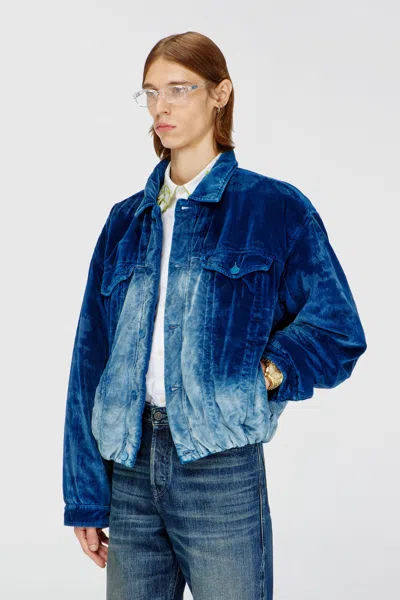 Diesel Elasticated Trucker Jacket In Velvet Denim In Blue