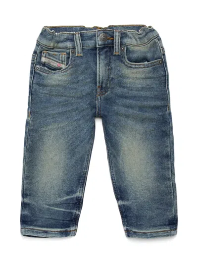 Diesel Babies' Elasticated-waist Straight-leg Jeans In Blue