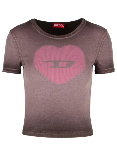 Diesel Ele' Burgundy Cotton T-shirt Women In Multi