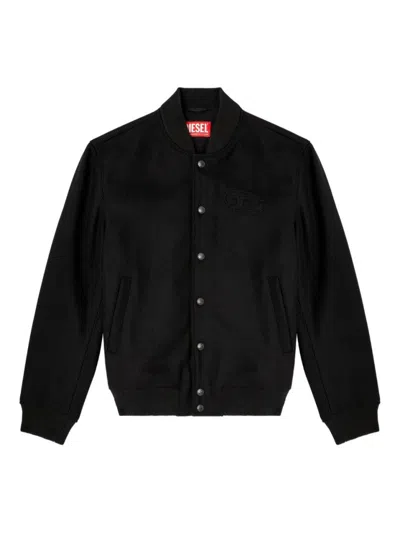 Diesel Bomber Jacket With Embroidered Logo In Black