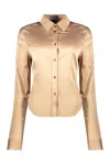 Diesel Elegant Golden Satin Shirt With Classic Collar In Gold