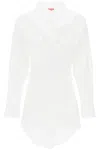 DIESEL ELEGANT WHITE MINI SHIRT DRESS WITH LOGO CLOSURE